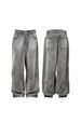 Men's High Street Washed Distressed Gradient Jeans - Loose Fit Wide Leg Casual Trousers For Spring & Autumn_mkmklike.com