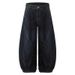 Woven Banana Fit American Retro Washed Deconstructed Scimitar Jeans For Men And Women, Loose Dark Blue Sickle Pants_mkmklike.com