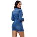 Women's Long Sleeve Denim Jacket - Slim Fit Stretch Cropped Blazer Style Coat (5 Sizes, S-2XL)_mkmklike.com