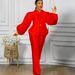 Women's Clothing solid color puff sleeve top wide leg trousers two piece suit women's fashion suit_mkmklike.com