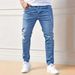 Men's Slim Fit Ripped Jeans - Stretch Denim Skinny Pants With Distressed Details For Casual Streetwear_mkmklike.com