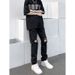 Nordmann American High Street Jeans Black Summer Slim Straight Leg Vintage Hip Hop Super Ripped Beggar Pants For Men_mkmklike.com