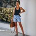 K Large High Waisted Fringed Ripped Denim Shorts For Women_mkmklike.com
