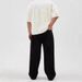Black Men's Casual Trousers Loose Fitting Wide Leg Cotton Jeans Mid Waist Long Pants Machine Washable_mkmklike.com