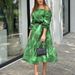Women's Off Shoulder Large Swing Long Sleeve Mid length Printed Dress_mkmklike.com