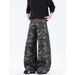 Camouflage Deconstructed Wide-Leg Cargo Jeans For Men & Women – Streetwear Oversized Straight Fit With Drop Cuff & Distressed Detailing_mkmklike.com