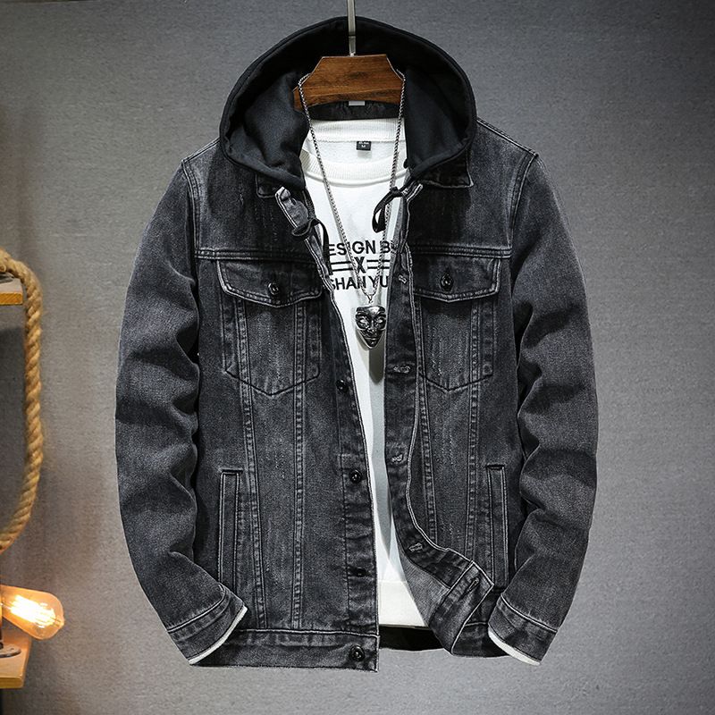 New Men's Casual Jacket Autumn Winter Trendy Brand Retro Slightly Loose Thickened Hooded Denim Jacket Men_mkmklike.com