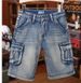 Men's Clothing Summer Casual Handsome High End Large Pocket Workwear Denim Shorts Men's Loose Trendy Five Point Pants_mkmklike.com