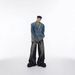 Men's Clothing High Street Jeans Design Washed Straight Flared Lightning Pattern Casual Trousers_mkmklike.com