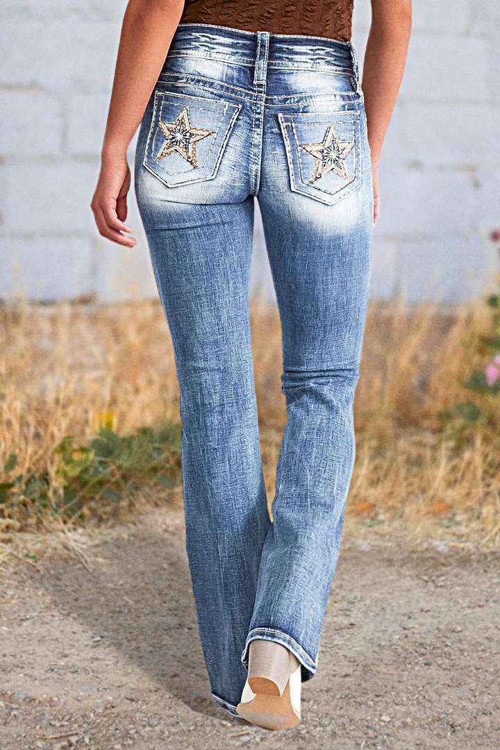 Women's Clothing Spring New Embroidered Jeans For Women High Quality Straight Leg Slim Stretch Trousers_mkmklike.com