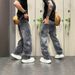 Summer New Men's High Street Loose Straight Leg Jeans Retro American Cool Trendy And Fashionable for Adults_mkmklike.com