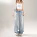 In-stock American Retro Low-waist Loose Wide-leg Pants Women, Versatile Spring-summer Straight Jeans, Available For_mkmklike.com