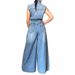 Vintage Washed Denim Jumpsuit Sleeveless Wide Leg Romper With Adjustable Straps | High Waist Streetwear Jumpsuit For Women Stretch Cotton Blend_mkmklike.com