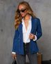 Women's Washed Blue Denim Blazer Jacket, Slim Fit Casual Office Wear, Stretch Comfort, Classic Western Style, S/M/L/XL_mkmklike.com