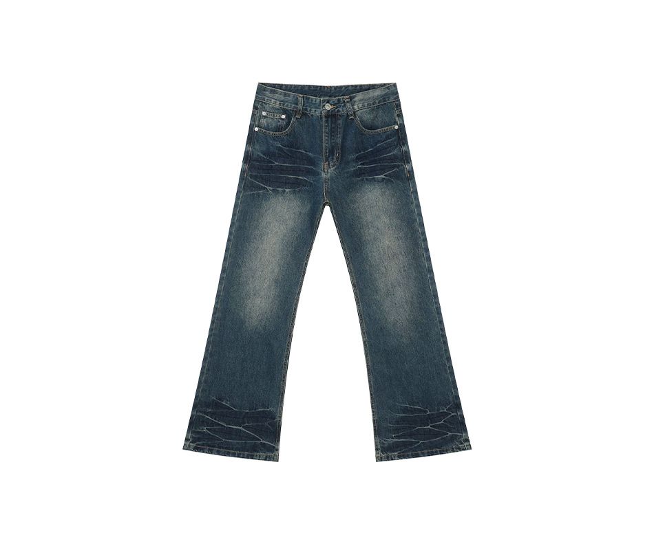EF JEANS | 2025 Spring New Micro-horn Slim-fit Water Ripple Polished White Casual Washed Jeans For Men And Women_mkmklike.com