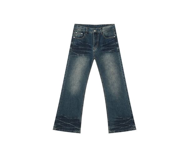 EF JEANS | 2025 Spring New Micro-horn Slim-fit Water Ripple Polished White Casual Washed Jeans For Men And Women_mkmklike.com