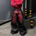 Unisex High-Street Heavy-Duty Patchwork Denim Pants – Grunge Checkered Overlays, Vintage Wide-Leg Silhouette, Subculture Revival, Streetwear Staple_mkmklike.com