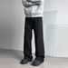Retro Distressed Denim Pants For Men & Women - Loose Straight-Leg Vintage Jeans, Cotton Blend, Multi-Pocket Utility Style, Grunge Aesthetic_mkmklike.com