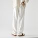 Men's White Cotton Jeans Loose Fit Straight Leg Drapey Wide Leg Trousers Mid Waist Slight Stretch Machine Washable Trendy Autumn Piece_mkmklike.com