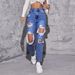 European And American Blue Ripped High-Waisted Straight-Leg Jeans For Women Fashion Versatile Long Pants_mkmklike.com