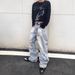 Men's Distressed Flared Jeans With Fringe Detail - Washed Vintage Denim Pants, Loose Fit High Street Trousers For Casual Wear_mkmklike.com