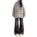 Black And Gray Non-tight Jeans Women, New Plus-size High-waisted, Hip-covering, Drapey, Slightly Flared Wide-leg Pants_mkmklike.com