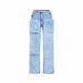 Women's Classic Straight-Leg Jeans – Vintage Washed Blue Denim With Patchwork Accents, Comfort Stretch, Mid-Rise Fit (S-Xxl)_mkmklike.com
