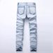 Foreign Trade European And American Street BIKER JEANS Men's Motorcycle Wrinkled Ripped Slim Fit Stretch Skinny Jeans_mkmklike.com