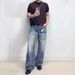 Distressed Light Blue Jeans - Unisex Vintage Washed Denim Pants With Snowflake Fading, Straight Leg & A-Line Wide Fit_mkmklike.com