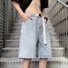 Men's Trendy Brand Retro Washed Denim Shorts High Street Casual Five Point Pants Summer Fashion_mkmklike.com