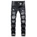 Jeans Street Style Flower Stitched Ripped Straight Tube Denim_mkmklike.com