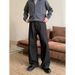 Vintage American Style Straight Leg Jeans For Men - Relaxed Fit, Adjustable Waist, Classic Black Denim Pants_mkmklike.com