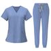 Women's beauty salon work clothes operating room scrub suit hand washing clothes short-sleeved doctor elastic scrub suit_mkmklike.com