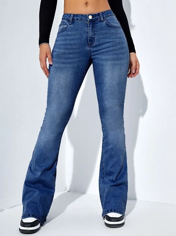 Women's Clothing High Waisted Flared Jeans For Women Slim Fitting Fashionable And Versatile Jeans_mkmklike.com