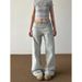 American Vibe Washed Light-colored Jeans For Plus-size Women, New Early Autumn Style, Low-waisted, Slimming, With A Nice_mkmklike.com