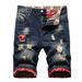 New Style Personalized Ripped Patched Five-Point Pants Frayed Denim Shorts Men's Trendy Fashion Brand_mkmklike.com