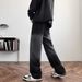 Men's Clothing Men's American Style Black Gradient Jeans High Street Washed Distressed Straight Leg Loose Fit Casual Wide Leg Pants_mkmklike.com