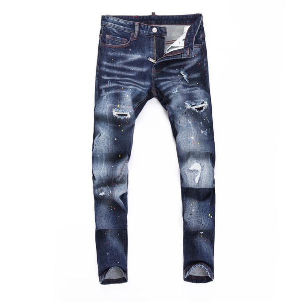 Men's Vintage Washed Ripped Skinny Jeans – Retro Street Style With Paint Embroidery (28-38)_mkmklike.com