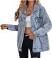 Women's Oversized Denim Jacket New Boyfriend Style Ripped And DistressedRelaxed Everyday Wear Comfortable Feshion_mkmklike.com