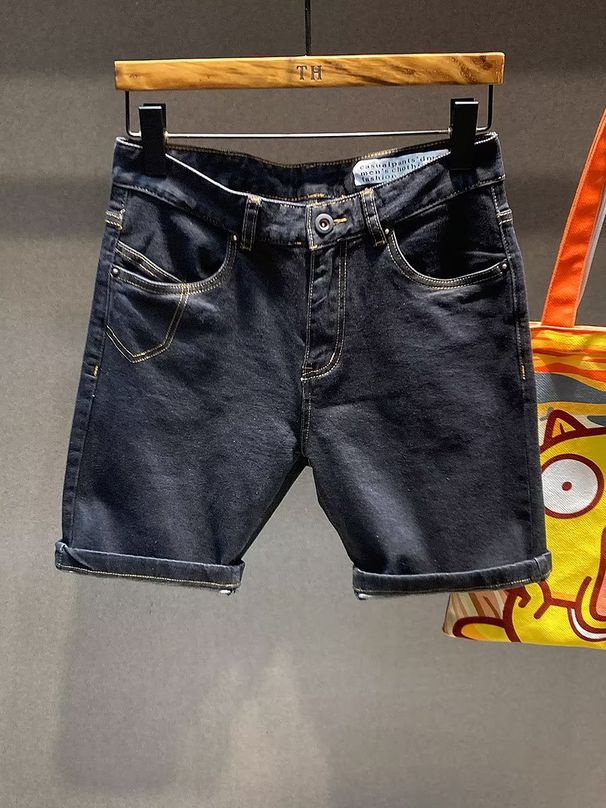 Men's Trendy High Street Style Denim Shorts Mid-Length Casual Retro American Five Point Summer New Style_mkmklike.com