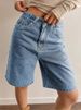 K Vintage Denim Shorts For Women, High Waisted, Loose Fitting, Straight Leg, A-line Wide Leg, Mid Length Shorts, Cropped Pants_mkmklike.com