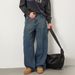 Men's Washed Gradient Blue Straight Leg Jeans, Spring Style, Distressed Texture, Retro Casual Trousers._mkmklike.com