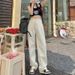 Spring Summer New Loose Jacquard Jeans, Straight Casual Women's High-waisted Floor-length Pants, Spring And Autumn_mkmklike.com