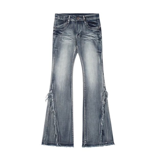 ELLE American Style Frayed Edge Slim Fit Flared Jeans For Women Vintage Pear Shape Body Hot Girl Design Niche High Waist Long_mkmklike.com
