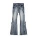 ELLE American Style Frayed Edge Slim Fit Flared Jeans For Women Vintage Pear Shape Body Hot Girl Design Niche High Waist Long_mkmklike.com