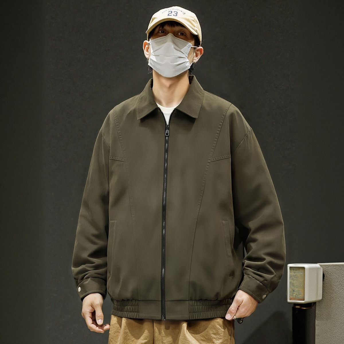 Spring And Autumn Men's Hong Kong Style Handsome High-End Workwear American Retro High Street Loose Trendy Turn-Down_mkmklike.com