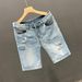 Summer Thin Stretch Jeans for Men Slim Fit Trendy Ripped Casual mid Length Five Point Pants Youth Fashion_mkmklike.com