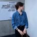Chicco Vintage Hong Kong Style Denim 2025 Loose Design Sense Niche Top Polo Collar Autumn Shirt For Women_mkmklike.com