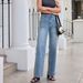 Women's Loose Wide Leg Plus Size Button Flared Jeans Casual Versatile New Clothing_mkmklike.com