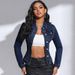 Women's Denim Jacket With Long Sleeves, Turn-Down Collar & Functional Pockets – Classic Streetwear Style In Blue & Dark Blue_mkmklike.com